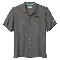 Men's Tommy Bahama Gray Iowa Hawkeyes Catch of the Day Camp IslandZone Button-Up Shirt