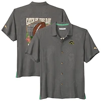 Men's Tommy Bahama Gray Iowa Hawkeyes Catch of the Day Camp IslandZone Button-Up Shirt