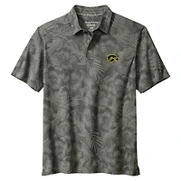 Men's Tommy Bahama Gray Iowa Hawkeyes Palm Fresco Hibiscus IslandZone® Polo