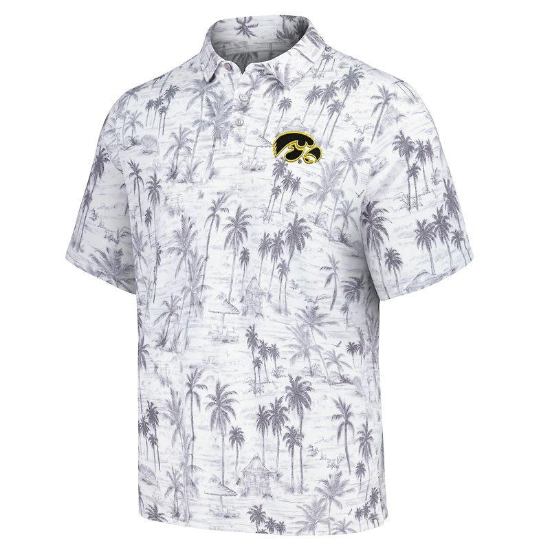 Polo tri-mélange Tommy Bahama gris Iowa Hawkeyes Sport Cabana Shores IslandZone pour hommes