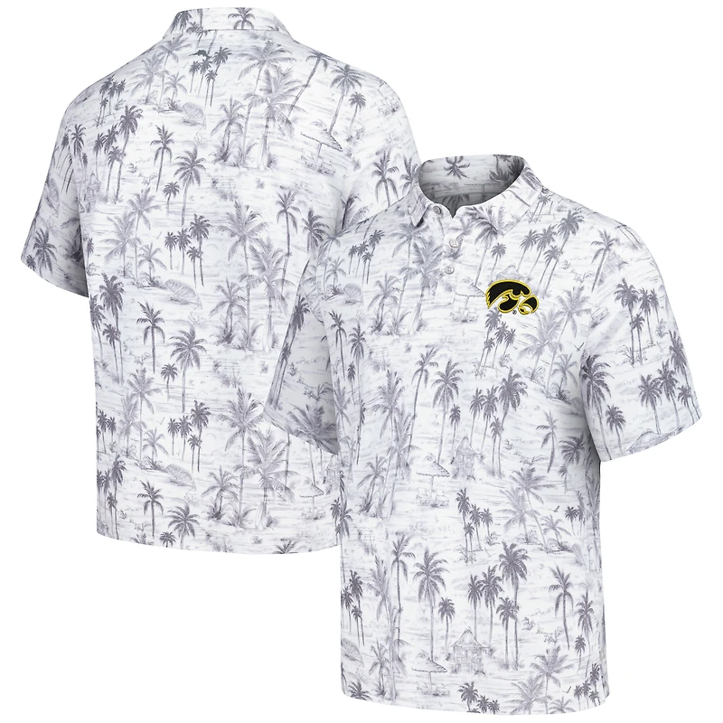 Polo tri-mélange Tommy Bahama gris Iowa Hawkeyes Sport Cabana Shores IslandZone pour hommes
