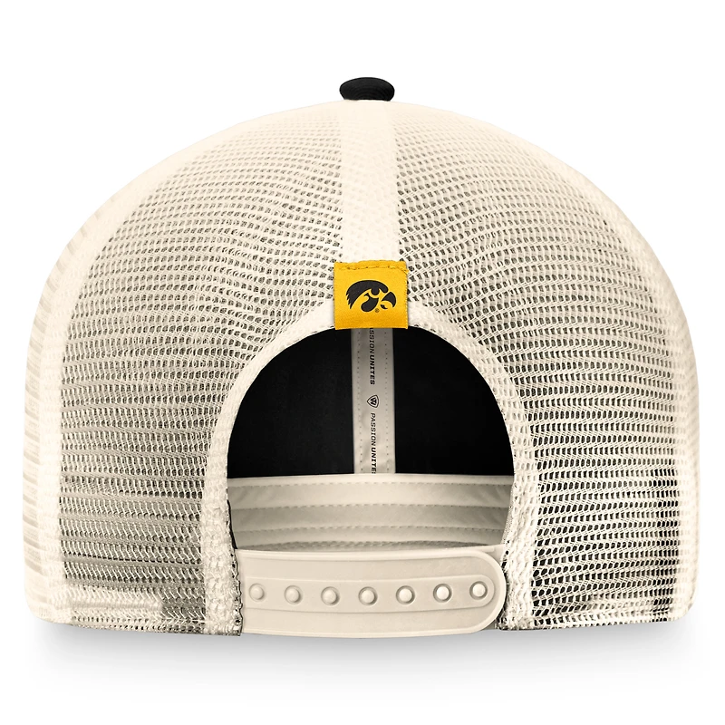Casquette réglable Top of the World noire des Iowa Hawkeyes Refined Trucker pour hommes