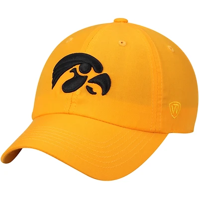 Casquette ajustable Top of the World Gold Iowa Hawkeyes avec logo principal pour hommes