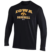 Men's Under Armour Black Iowa Hawkeyes Baseball Performance Long Sleeve T-Shirt