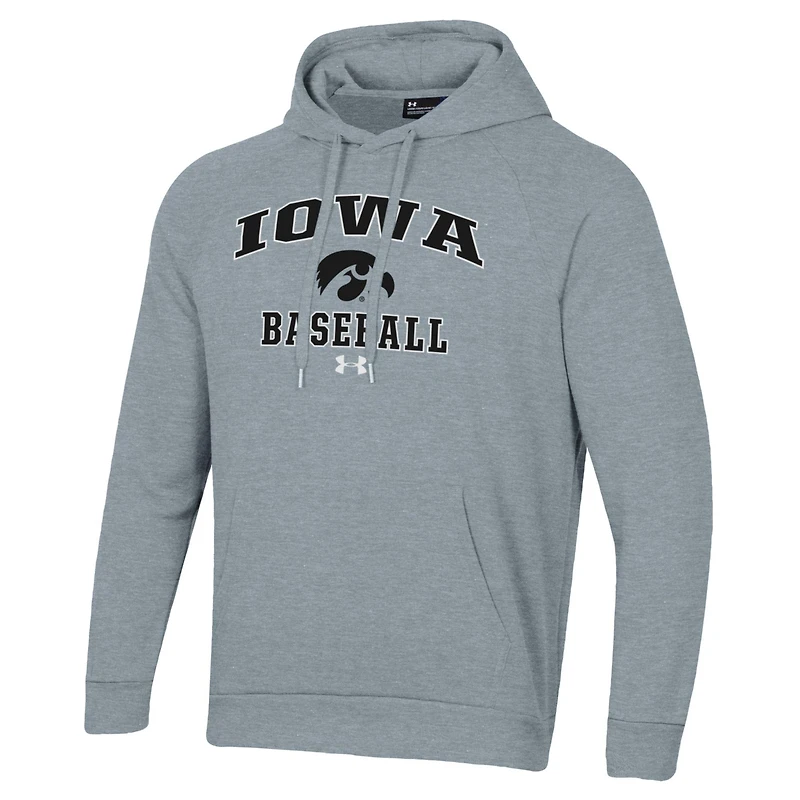 Men's Under Armour Gray Iowa Hawkeyes Baseball All Day Arch Fleece Pullover Hoodie