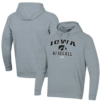 Men's Under Armour Gray Iowa Hawkeyes Baseball All Day Arch Fleece Pullover Hoodie
