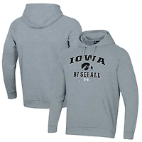 Men's Under Armour Gray Iowa Hawkeyes Baseball All Day Arch Fleece Pullover Hoodie