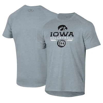 Men's Under Armour Gray Iowa Hawkeyes Volleyball Icon Raglan Performance T-Shirt
