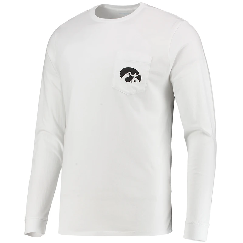 T-shirt à manches longues pour homme Vineyard Vines Iowa Hawkeyes Football Whale blanc