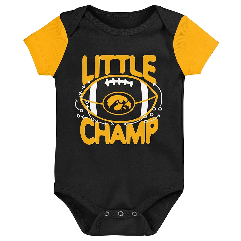 Ensemble bavoir et chaussons pour nouveau-né bébé Iowa Hawkeyes Little Champ noir/doré