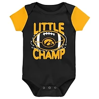 Ensemble bavoir et chaussons pour nouveau-né bébé Iowa Hawkeyes Little Champ noir/doré