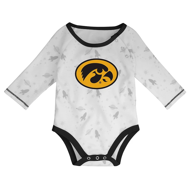 Nouveau-né et bébé noir/blanc Iowa Hawkeyes Dream Team raglan manches longues body chapeau pantalon ensemble