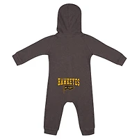 Newborn & Infant Colosseum Charcoal Iowa Hawkeyes Zando-Zan Waffle Full-Snap Hooded Romper