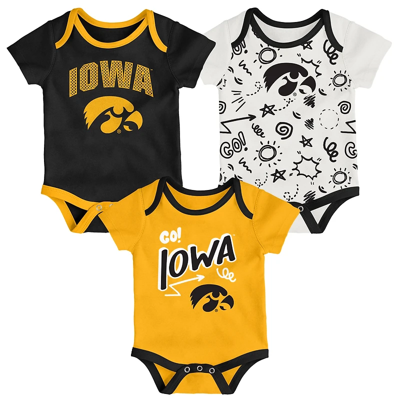 Newborn & Infant Outerstuff Iowa Hawkeyes Three-Pack All Day Play Bodysuit Set
