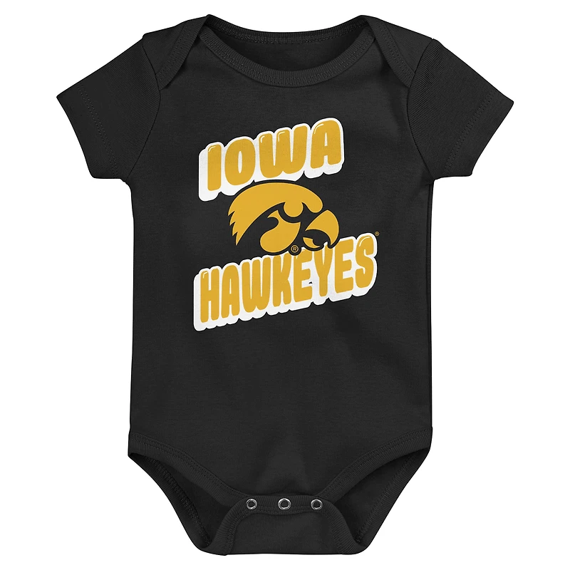 Newborn Black Iowa Hawkeyes Sunday Comics 3-Pack Bodysuit Set
