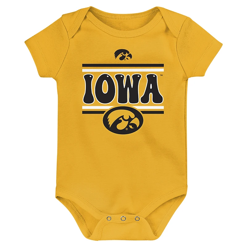 Newborn Black Iowa Hawkeyes Sunday Comics 3-Pack Bodysuit Set