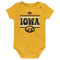 Newborn Black Iowa Hawkeyes Sunday Comics 3-Pack Bodysuit Set