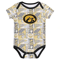 Newborn Black Iowa Hawkeyes Sunday Comics 3-Pack Bodysuit Set