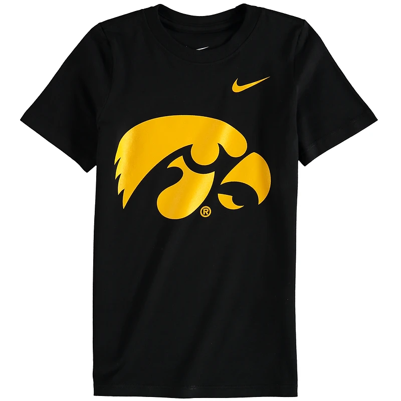 T-shirt Nike noir avec logo des Hawkeyes de l'Iowa pour enfants d'âge préscolaire