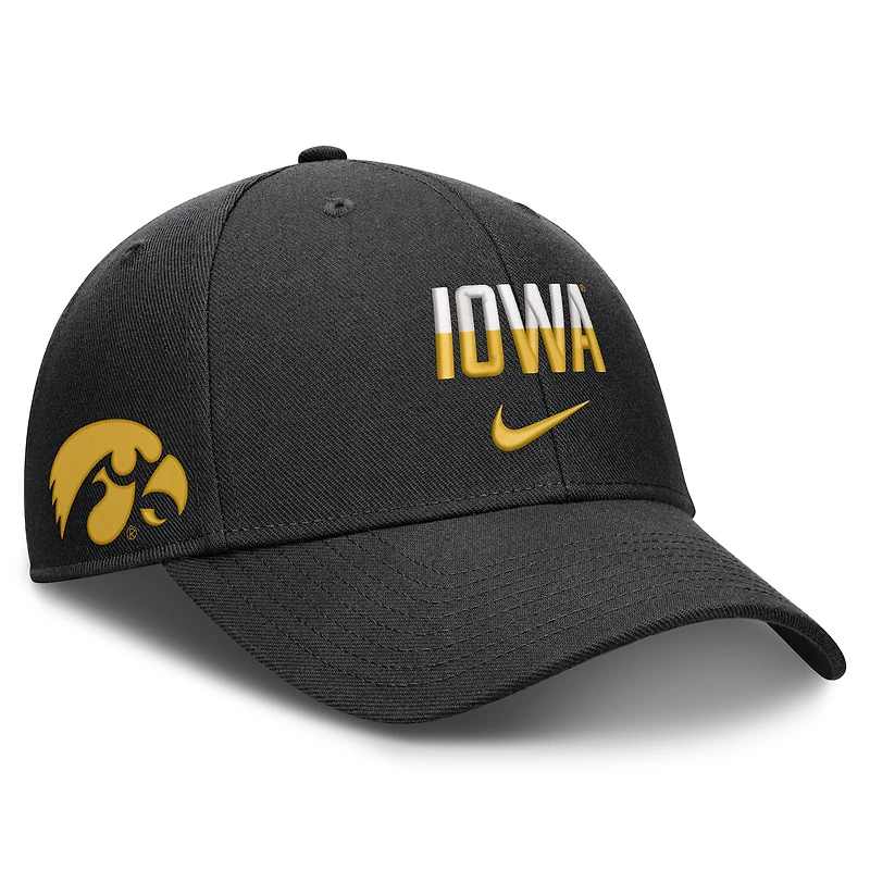 Unisex Nike Black Iowa Hawkeyes 2026 On-Field Gameday Rise Adjustable Hat