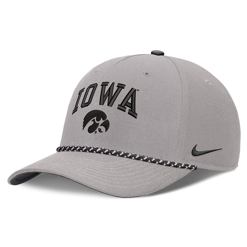Unisex Nike Gray Iowa Hawkeyes Primetime Rise Rope Adjustable Hat