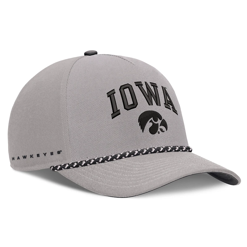 Unisex Nike Gray Iowa Hawkeyes Primetime Rise Rope Adjustable Hat
