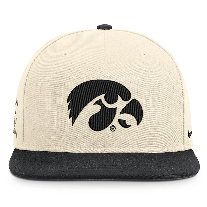 Unisex Nike Natural/Black Iowa Hawkeyes Campus Prep Snapback Hat