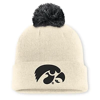 Bonnet unisexe Nike Natural Iowa Hawkeyes Campus Prep Script à revers et pompon