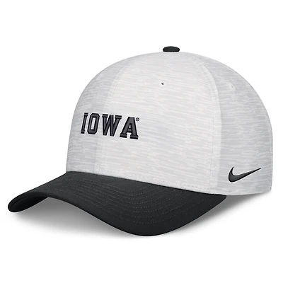 Unisex Nike  White/Black Iowa Hawkeyes Primetime Rise Adjustable Hat