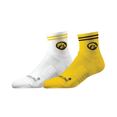 Lot de 2 paires de chaussettes mi-mollet unisexes Strideline Iowa Hawkeyes en tricot de qualité supérieure