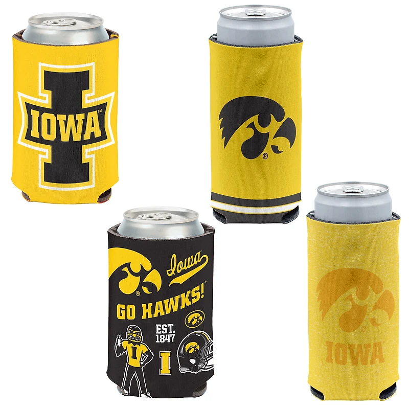 WinCraft Iowa Hawkeyes 4-Pack 12oz. Can & Slim Can Cooler Set