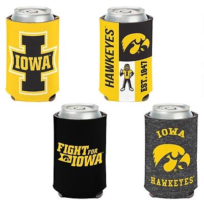 WinCraft Iowa Hawkeyes, paquet de 4, 12 oz. Ensemble refroidisseur de canettes