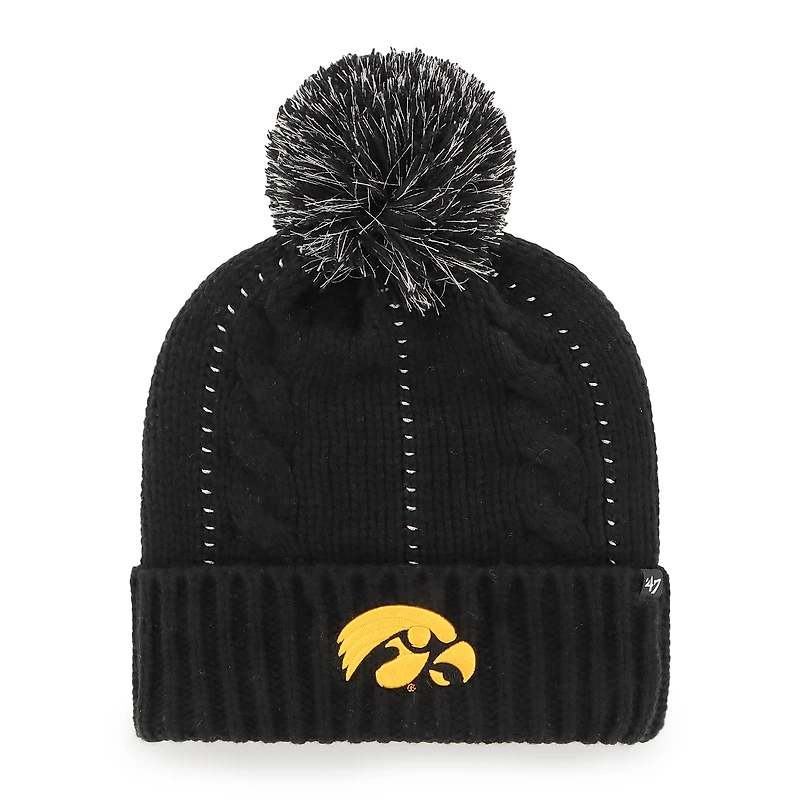 Bonnet en tricot à revers Iowa Hawkeyes Bauble '47 pour femme avec pompon