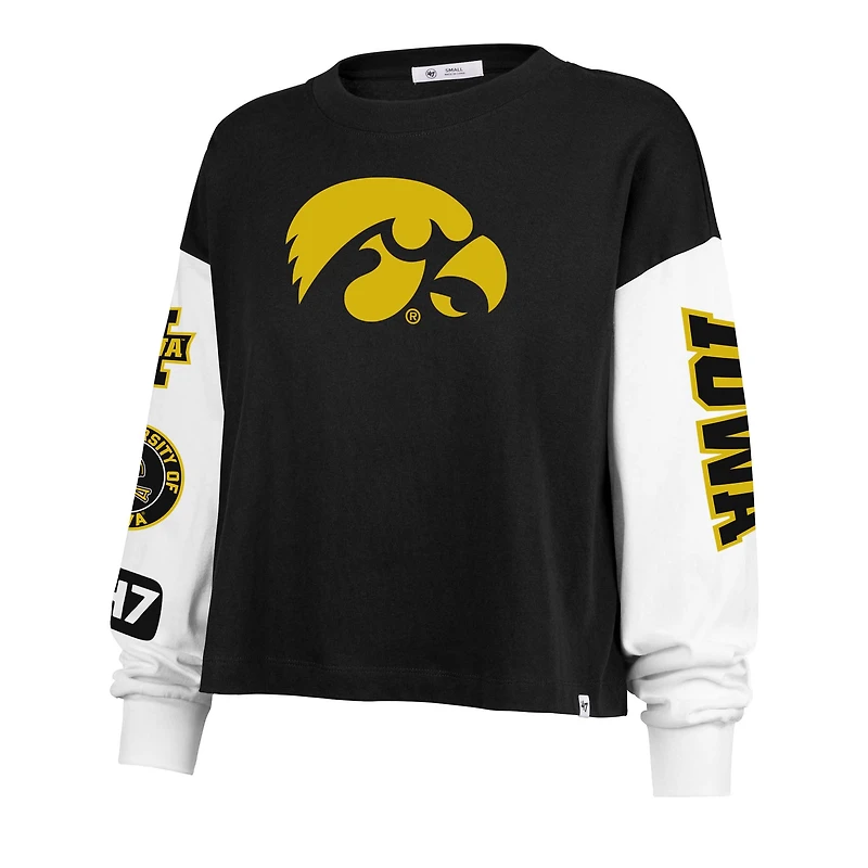 T-shirt à manches longues noir Iowa Hawkeyes Sydney 47 pour femme