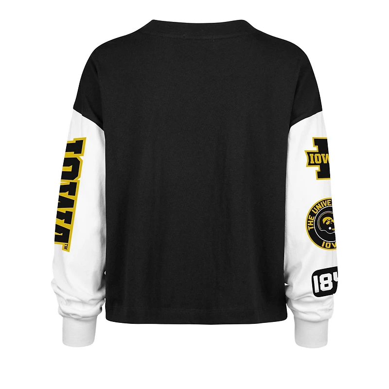 Women's '47 Black Iowa Hawkeyes Sydney Long Sleeve T-Shirt