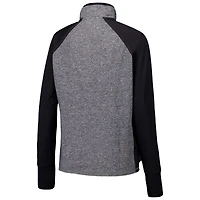 Women's Black/Heather Gray Iowa Hawkeyes Finalist Raglan Quarter-Zip Jacket