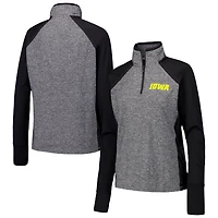 Veste à glissière quart de tour Iowa Hawkeyes Finalist Raglan pour femme noire/gris chiné