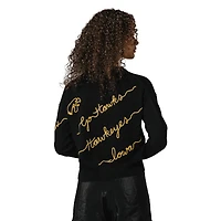 Women's Black Iowa Hawkeyes Love Note Embroidered Pullover Sweater
