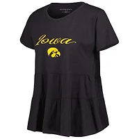 T-shirt à volants Iowa Hawkeyes Willow noir pour femme