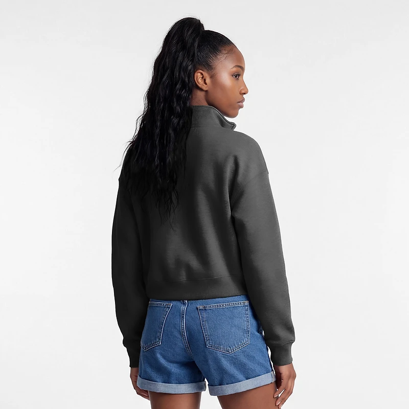 Pull à col zippé Champion Black Iowa Hawkeyes Academic Triumph pour femmes