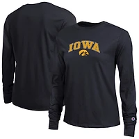 T-shirt à manches longues noir avec logo Arch Over des Iowa Hawkeyes pour femme