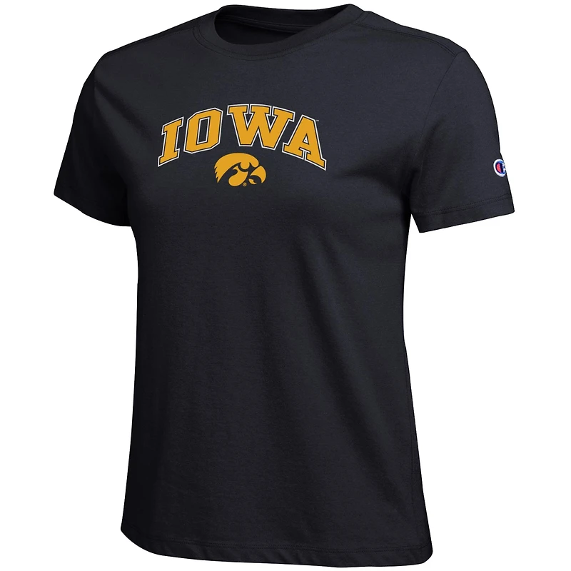 Women's Champion Black Iowa Hawkeyes Arched Over Logo T-Shirt