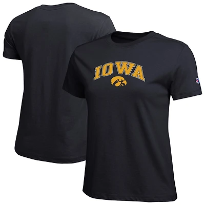 Women's Champion  Black Iowa Hawkeyes Arched Over Logo T-Shirt