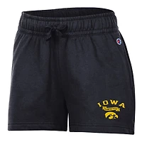 Short Champion noir Iowa Hawkeyes Powerblend à taille élastique pour femme