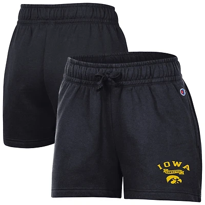 Women's Champion Black Iowa Hawkeyes Powerblend Elastic Waist Shorts