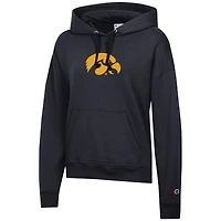 Women's Champion Black Iowa Hawkeyes Powerblend Fleece Hoodie
