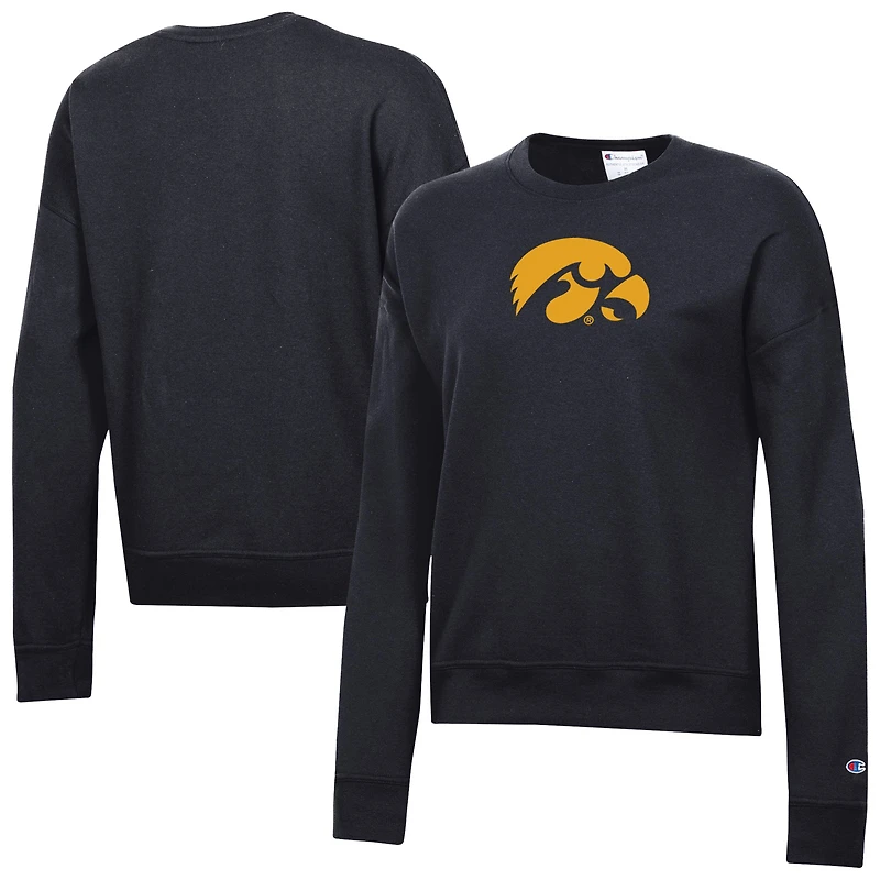 Sweat-shirt Powerblend noir Champion Iowa Hawkeyes pour femme