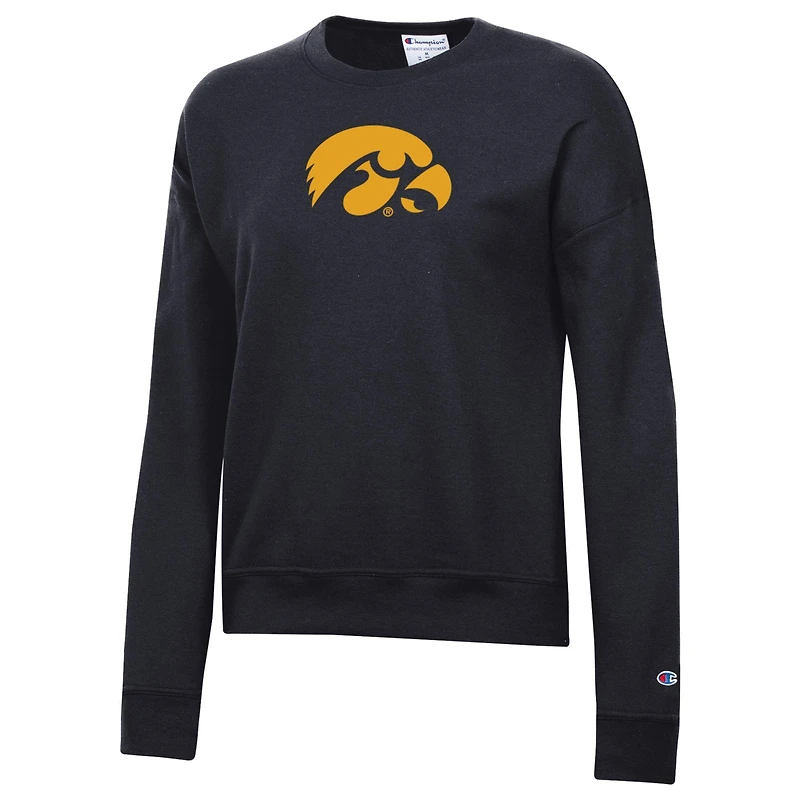 Sweat-shirt Powerblend noir Champion Iowa Hawkeyes pour femme