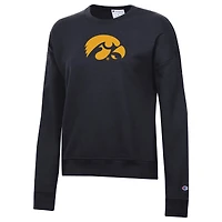Sweat-shirt Powerblend noir Champion Iowa Hawkeyes pour femme