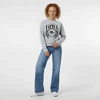 Women's Champion  Heather Gray Iowa Hawkeyes Academic Crest Powerblend Crewneck Sweatshirt